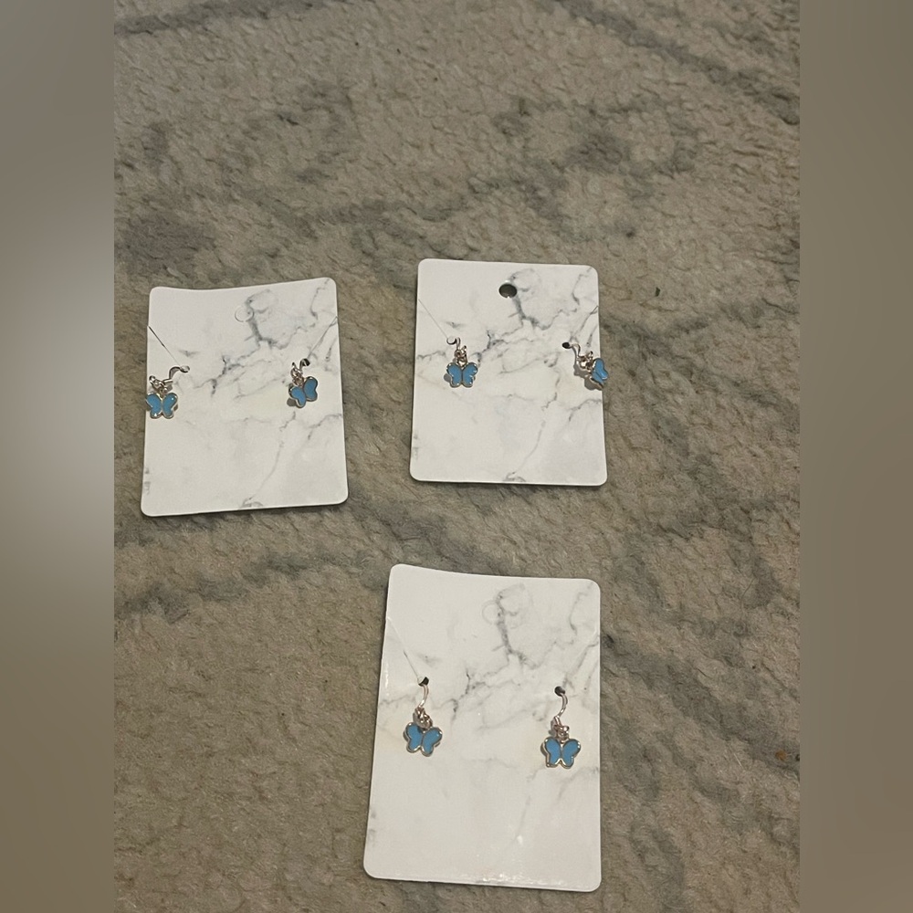Small light blue butterfly earrings 🦋